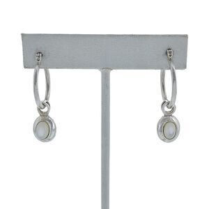 Indonesia SU Sterling Silver Purple CZ White Dangle Reversible Hoop Earrings